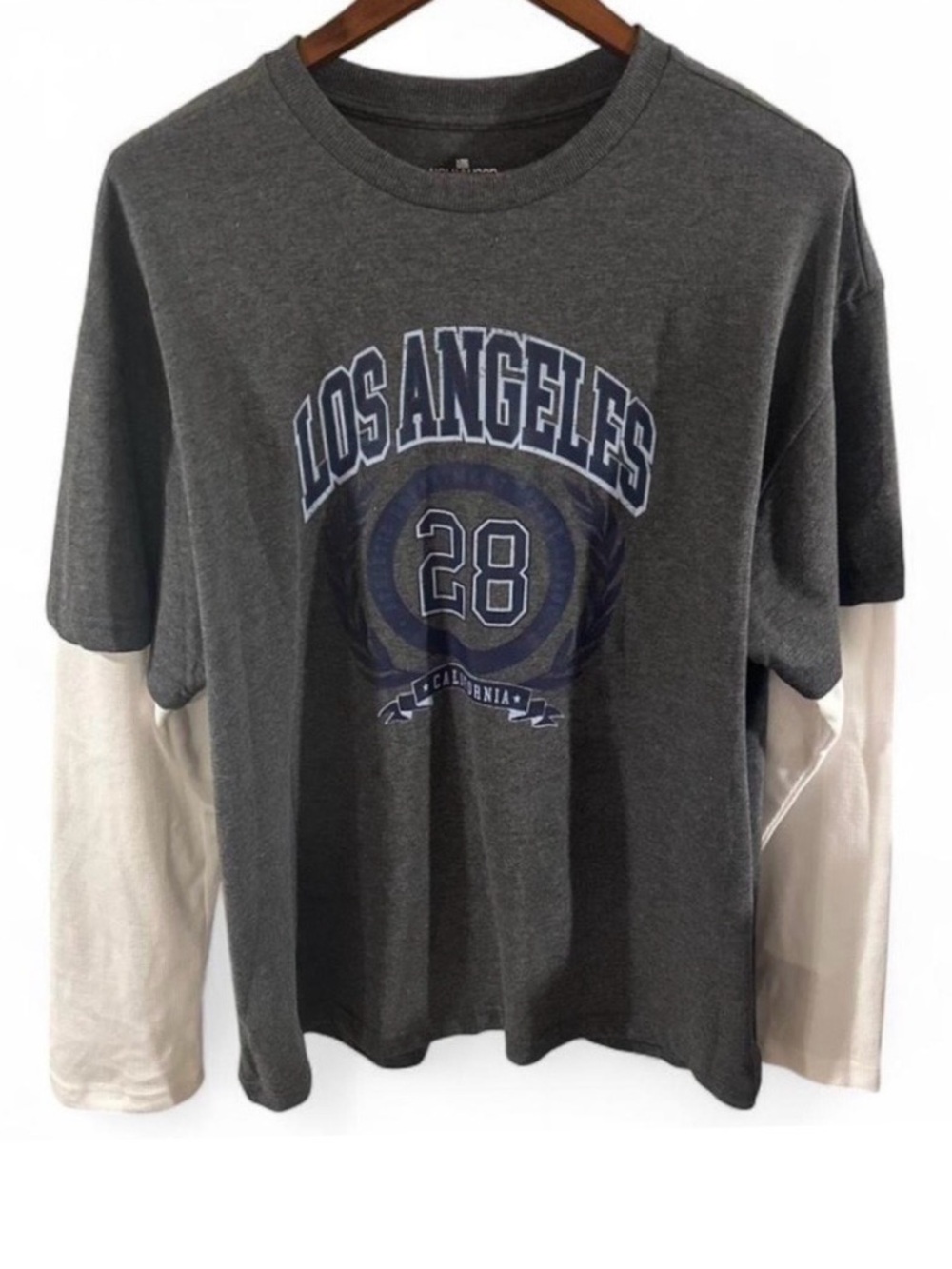 Y2K Los Angeles Graphic Layered-Shirt Baggy Long Sleeve T-Shirt Size Men’s Large